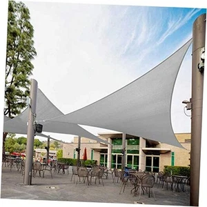 Grey Triangle Sun Shade Sail Canopy Outdoor Patio Fabric 10' x 10' x 10' Gray - Picture 1 of 7