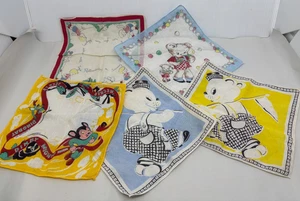 Lot of 5 Vintage Childrens Handkerchiefs Terrytoone Mighty Mouse plus Unbranded - Picture 1 of 6