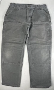 Carhartt Relaxed Pants Mens 40x32 Gray Double Knee B13 Carpenter Utility Pockets - Picture 1 of 7