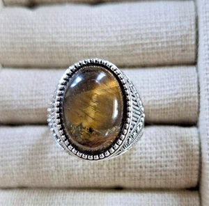 Men's Tiger's Eye Ring Size 9.5 Natural Gemstone - Picture 1 of 3