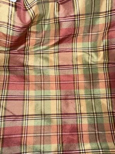 Calico Corner Custom Check Silk Long Bolster Pillow Cover Lined Corded End 19” - Picture 1 of 7
