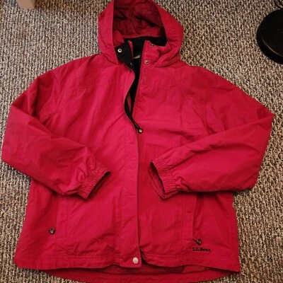 L.L. Bean Jacket Women X-large Winter Red Regular Fit Full Zip Hooded Parka - Image 1 of 4