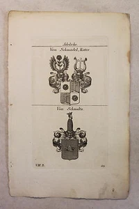 Kupferstich Wappen Familie v. Schmadel Ritter & v. Schmaltz 1825 Heraldik Bayern - Bild 1 von 1