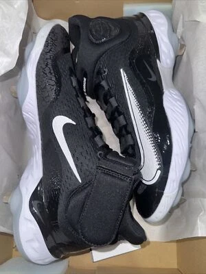 Nike Alpha Huarache Elite 4 Mid Metal Baseball Cleats BLACK | WHITE SZ 12 - Image 1 of 4