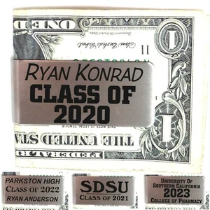 Clips de dinero de acero personalizados para graduación clase de graduados de 2020 regalos de cumpleaños - Imagen 1 de 18