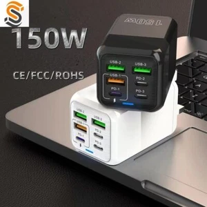 6-fach Schnellladegerät 150W Netzteil USB-C + USB-A Charger Mehrfach Stecker - Bild 1 von 10