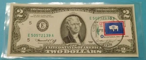 1976 Stamped $2.00 Wyoming STAMP - post marked April 13, 1976 Chattanooga, Tn - Picture 1 of 2