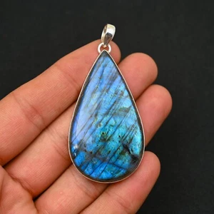 Colgante de joyería hecha a mano de plata de ley 925 con piedras preciosas de labradorita natural regalo - Imagen 1 de 6