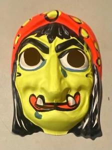VINTAGE & UNBENUTZTE ZIGEUNERHEXE HEXE HALLOWEEN KOSTÜMMASKE - Bild 1 von 2