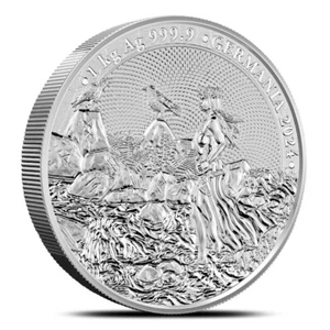 2024 Lady Germania .9999 KILO Silver Coin - 5 Mark - Germania Mint Shipping Now - Picture 1 of 6