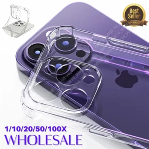 For iPhone 15 14 13 12 11 XR XS 8 7 6 SE Shockproof Clear Phone Case Cover Lot - Picture 1 of 11