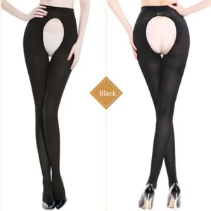 Crotchless High Waist Pantyhose-Stretchy Slim Skinny Women Tights Plus Size 120D - Picture 1 of 20
