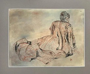 Master Copy Antoine Watteau, Mujer en un vestido a rayas óleo pastel dibujo francés - Imagen 1 de 11