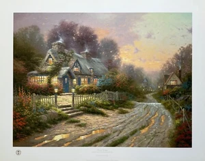 Thomas Kinkade TEACUP COTTAGE Hand Signed Limited Edition Lithograph 18" x 24" - Picture 1 of 10