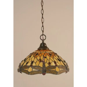 Toltec Lighting Chain Hung Pendant, 16' Amber Dragonfly - 10-DG-946 - Picture 1 of 1
