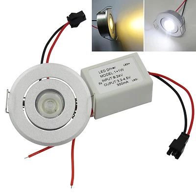 Bombilla LED empotrada de luz de techo de 1W + controlador DC 12V-24V foco cálido/blanco Foto 1 de 4