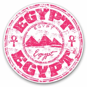 2 x Vinyl Stickers 25cm - Pink Egypt Travel Stamp Pyramids Cool Gift #5777 - Afbeelding 1 van 9