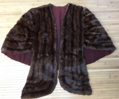 1940s Mink Stole Capelet Shrug Fine Quality Dark Rich Auburn Brown - Image 1 of 4