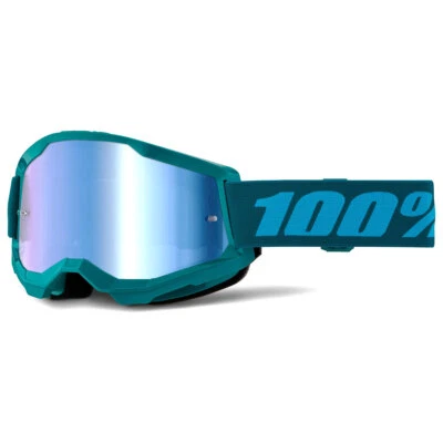 Maschera Motocross 100% Strata 2 Stone Lente Specchio Blu