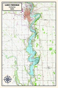 1980 Karte von Lake Freeman Indiana - Bild 1 von 4