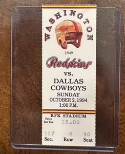 1994 Dallas Cowboys ticket stub Washington Redskins 10/2/94 Emmitt Smith 2 TDs - Picture 1 of 2