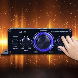 Mini Dc 12V Hi-Fi Alimentato Amplificatore Stereo Ricevitore Audio Radio Fm MP3