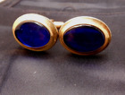 BEAUTIFUL Mid Century CORRECT QUALITY GOLD PLATED with Unk BLUE STONE CUFFLINKS