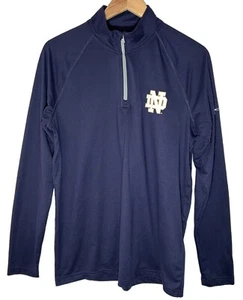 NOTRE DAME Under Armour Shirt Size MEDIUM 1/4 Zip Blue Loose Heatgear Long Sleev - Picture 1 of 8