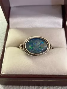 .925 Sterling Silber BA Opal (?) Ring Lünette Set Größe 9,75 Cluster Perlen Schultern - Bild 1 von 11