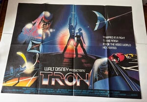 Tron ORIGINAL Quad Movie Film Cinema Poster Jeff Bridges Disney 1982 VGC - Foto 1 di 8