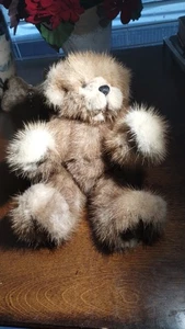 handmade mink bear 9" tall - Picture 1 of 1
