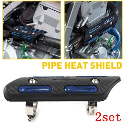 2X Exhaust Pipe Heat Shield Heel Guard For 2003-2019 Honda CRF125F CRF230F Blue - Image 1 of 4