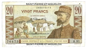 1950 ST. PIERRE & MIQUELON - 20 FRANCS - P#24 - VF+ - L7 - Picture 1 of 3