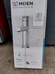 NUEVO Grifo de lavabo de baño Moen Rinza 1 manija de un solo orificio con desagüe (cromo) 84627 - Imagen 1 de 6
