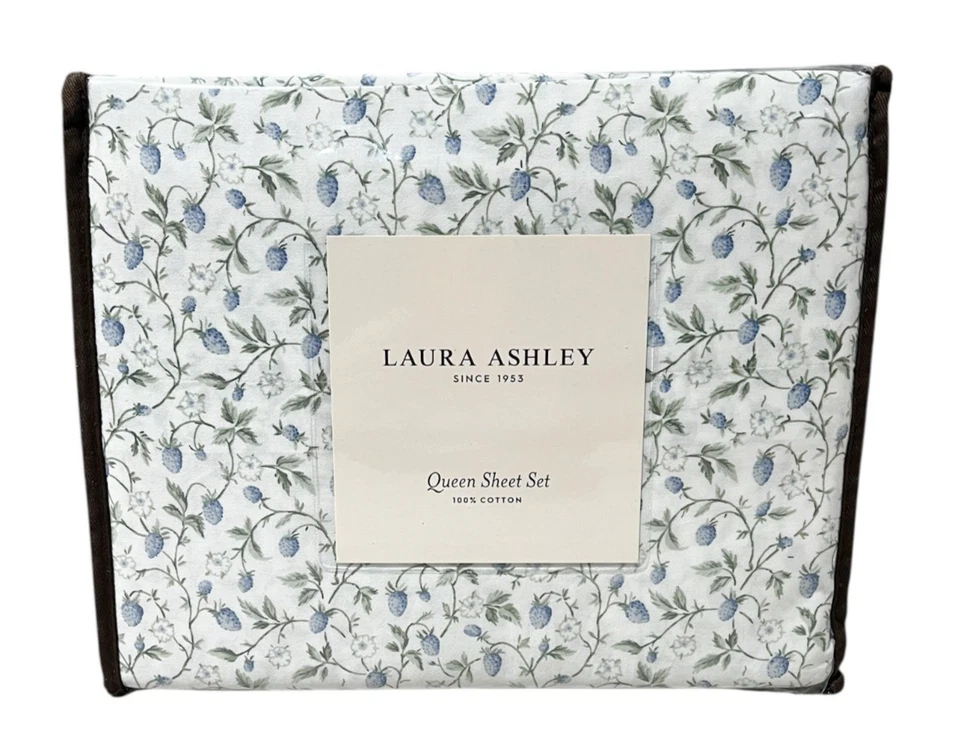 Conjunto de lençóis queen Laura Ashley com fronhas combinando verde videira espinheiro novo em folha - Imagem 1 de 3