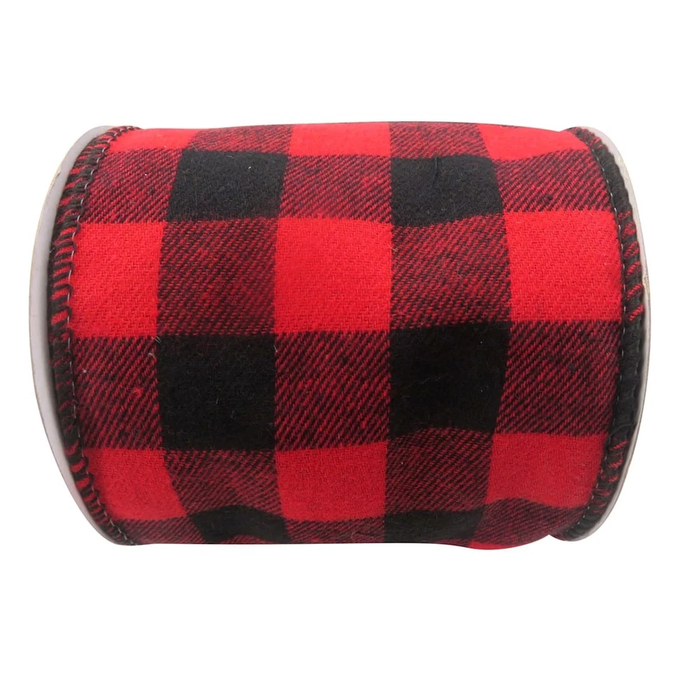 Fita xadrez Homespun Holiday 4" búfalo vermelho/preto, 5yd - Imagem 1 de 1
