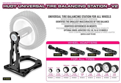 Hudy V2 Universal Tire Balancing Station with Wheel Adapter for 1:5 & 1:6 Scales - Image 1 of 3