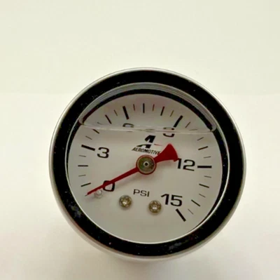 Aeromotive Fuel Pressure Gauge 15632; 0-15 psi 1-1/2 in. Liquid Filled - No Box - Image 1 of 3