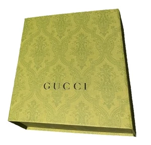 AUTHENTIC GUCCI - Green Brocade Magnetic Flap Gift Box - Empty - 7.5 x 7.5 x 3" - Picture 1 of 7