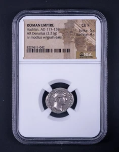 117-138AD Hadrian Ancient Roman Silver AR Denarius Rome Mint NGC Choice VF RB042 - Picture 1 of 2
