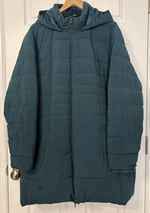 Swiss Tech Women’s Puffer Coat Size 2X Teal Green Hooded Full Zip Insulated - Picture 1 of 10