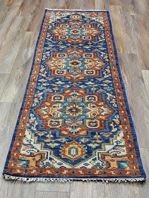 Bohemian Oushak Turkish Rug ,Oushak Turkish Hand Made Contemporary Rug, 2.5x8 Ft - Image 1 of 4