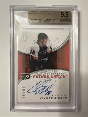 2008-09 SP Authentic Autographed Future Watch Claude Giroux 940/999 BGS 9.5 - Image 1 of 2