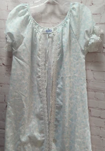 Ballet New York Vintage Lightweight open front Robe Blue White Lace Small - Picture 1 of 10
