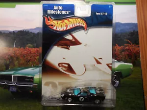 Hot Wheels 2001 Auto Milestones Ford GT-40 Nero Piloti Veri E2 - Foto 1 di 4