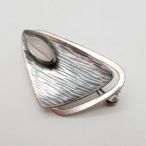 Vintage 835 Argento Spilla Con Quarzo Rosa - (230) - Foto 1 di 18