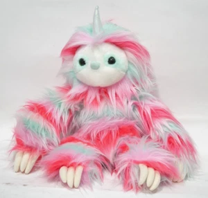 Aurora Slothicorn Plush Pink, White and Green Sloth Rainbow Unicorn  16 inch - Picture 1 of 8