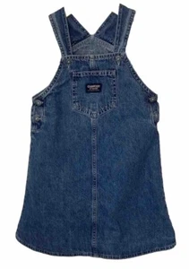 Vintage Oshkosh B'Gosh Bib Overall Dress Girls 6X Bib Med Wash Denim Blue - Picture 1 of 11