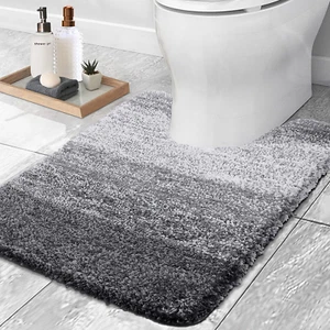 Luxury Toilet Rugs U-Shaped 24X20, Extra Soft and Absorbent Microfiber Bathroom - Picture 1 of 12