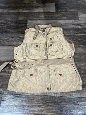 Chaleco de Carga Táctico Ralph Lauren Safari Utilitario para Mujer XL Caqui Dorado Metálico Foto 1 de 4